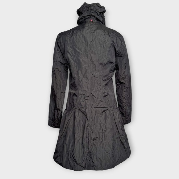 VTG UMBRALE Crinkle A Line Jacket XS Graphite Fleece‎ Lined Ruffle Collar Y2K - Picture 14 of 15